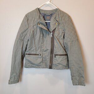 GAP Quilted Moto Vintage Flight Jacket Womens 8 Green Coat